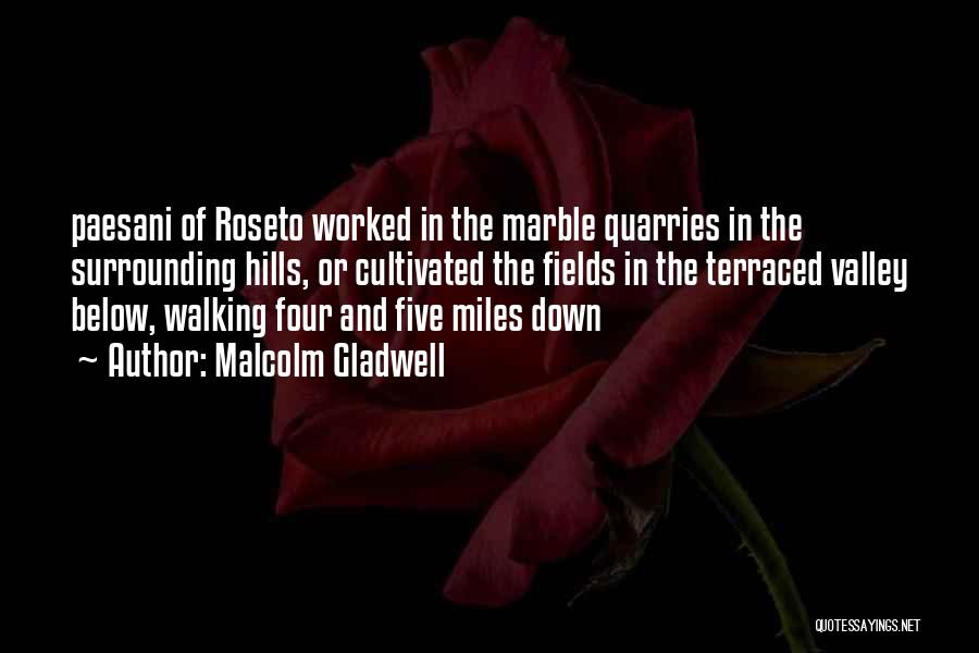 Malcolm Gladwell Quotes: Paesani Of Roseto Worked In The Marble Quarries In The Surrounding Hills, Or Cultivated The Fields In The Terraced Valley