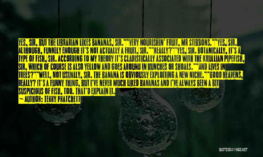 Terry Pratchett Quotes: Yes, Sir, But The Librarian Likes Bananas, Sir.very Nourishin' Fruit, Mr Stibbons.yes, Sir. Although, Funnily Enough It's Not Actually A