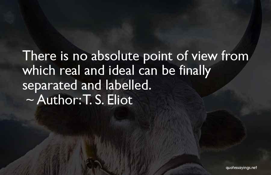 T. S. Eliot Quotes: There Is No Absolute Point Of View From Which Real And Ideal Can Be Finally Separated And Labelled.