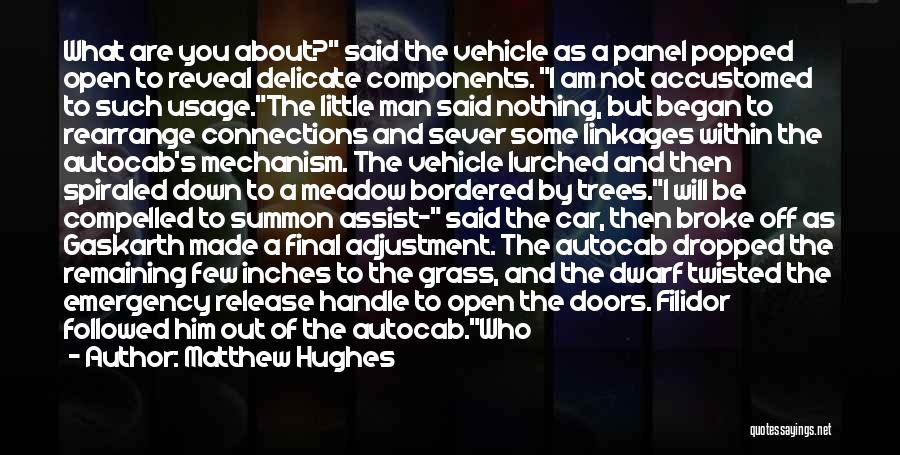 Matthew Hughes Quotes: What Are You About? Said The Vehicle As A Panel Popped Open To Reveal Delicate Components. I Am Not Accustomed