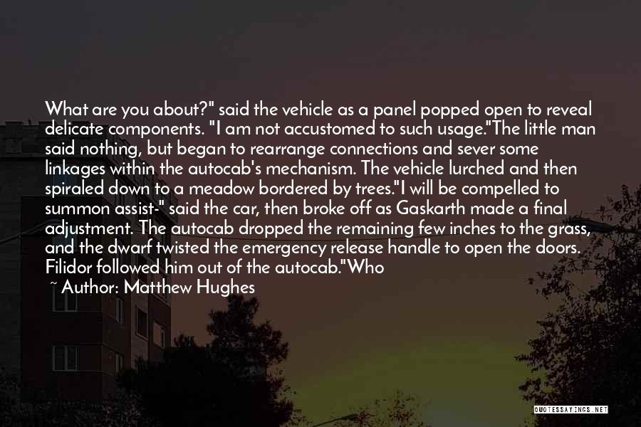 Matthew Hughes Quotes: What Are You About? Said The Vehicle As A Panel Popped Open To Reveal Delicate Components. I Am Not Accustomed