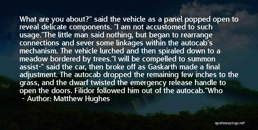 Matthew Hughes Quotes: What Are You About? Said The Vehicle As A Panel Popped Open To Reveal Delicate Components. I Am Not Accustomed