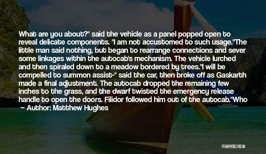 Matthew Hughes Quotes: What Are You About? Said The Vehicle As A Panel Popped Open To Reveal Delicate Components. I Am Not Accustomed