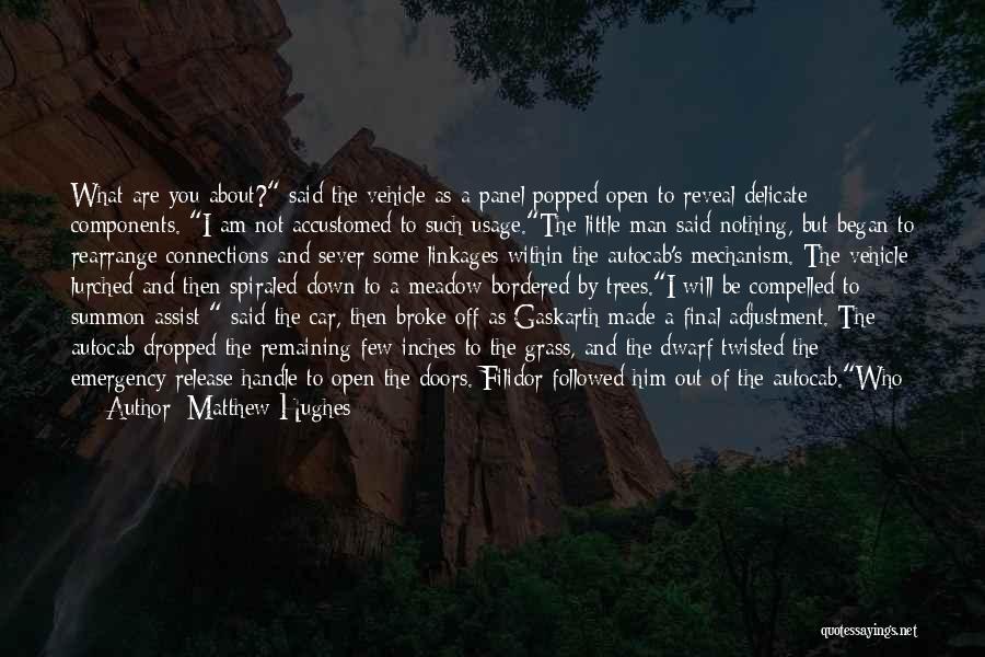 Matthew Hughes Quotes: What Are You About? Said The Vehicle As A Panel Popped Open To Reveal Delicate Components. I Am Not Accustomed