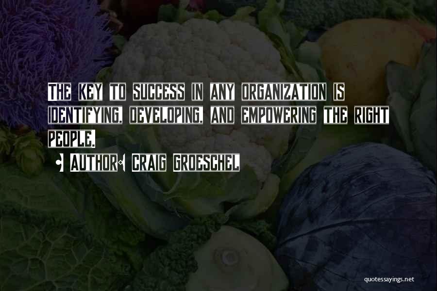 Craig Groeschel Quotes: The Key To Success In Any Organization Is Identifying, Developing, And Empowering The Right People.
