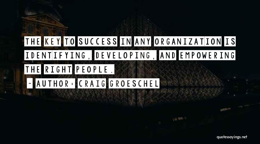 Craig Groeschel Quotes: The Key To Success In Any Organization Is Identifying, Developing, And Empowering The Right People.