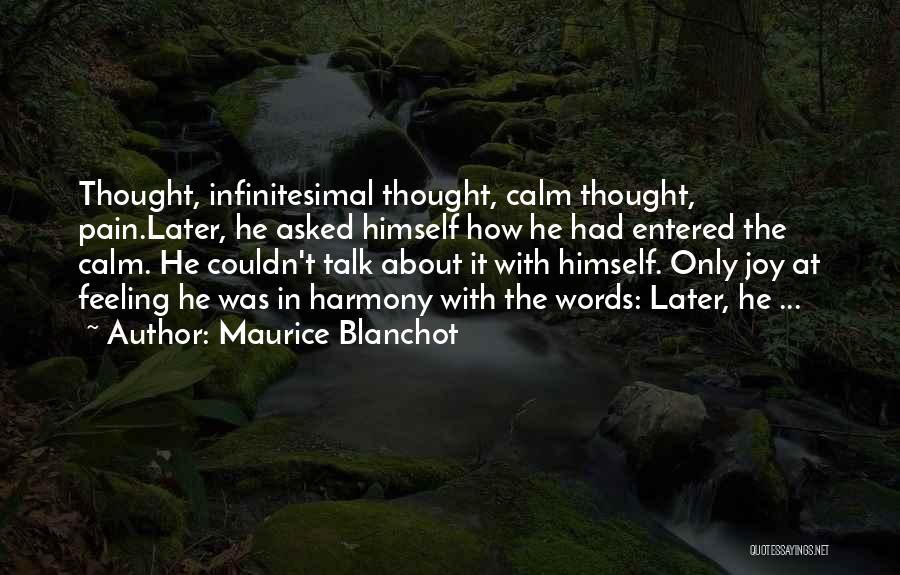 Maurice Blanchot Quotes: Thought, Infinitesimal Thought, Calm Thought, Pain.later, He Asked Himself How He Had Entered The Calm. He Couldn't Talk About It