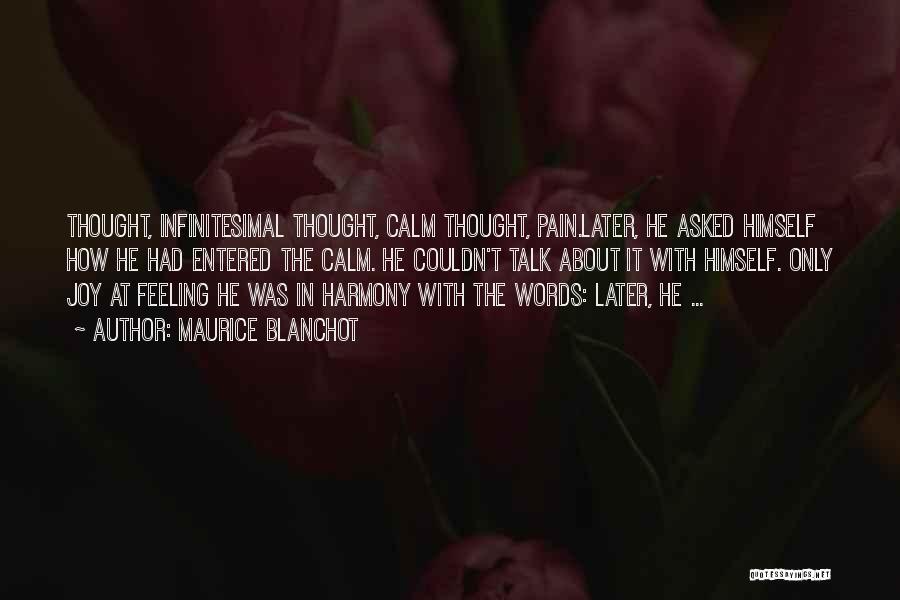 Maurice Blanchot Quotes: Thought, Infinitesimal Thought, Calm Thought, Pain.later, He Asked Himself How He Had Entered The Calm. He Couldn't Talk About It