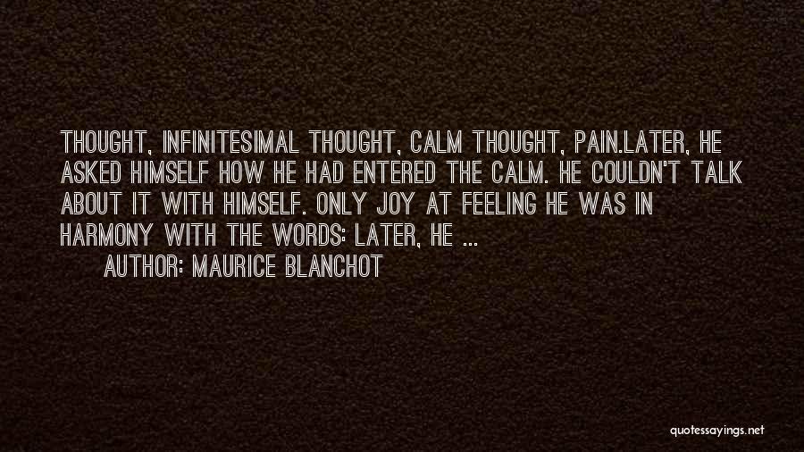 Maurice Blanchot Quotes: Thought, Infinitesimal Thought, Calm Thought, Pain.later, He Asked Himself How He Had Entered The Calm. He Couldn't Talk About It