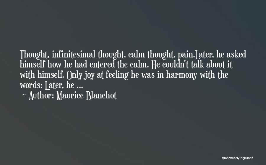 Maurice Blanchot Quotes: Thought, Infinitesimal Thought, Calm Thought, Pain.later, He Asked Himself How He Had Entered The Calm. He Couldn't Talk About It