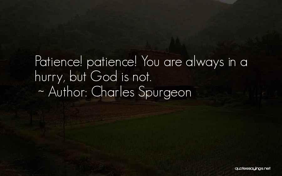 Charles Spurgeon Quotes: Patience! Patience! You Are Always In A Hurry, But God Is Not.