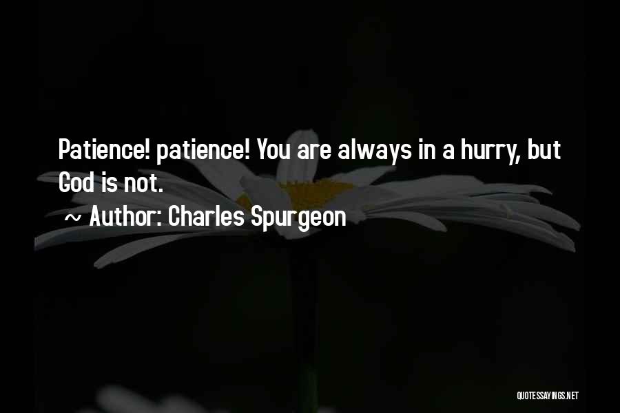 Charles Spurgeon Quotes: Patience! Patience! You Are Always In A Hurry, But God Is Not.