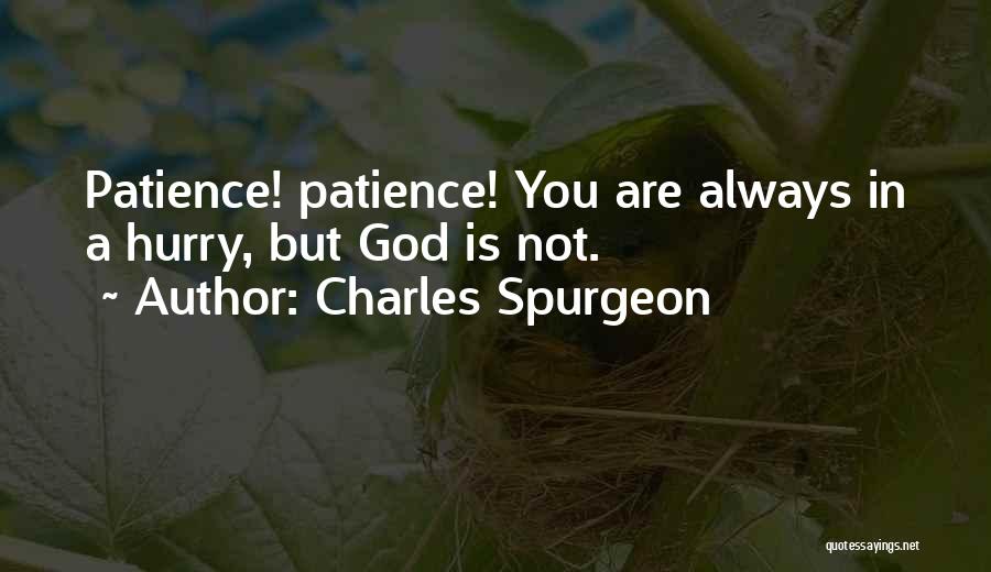 Charles Spurgeon Quotes: Patience! Patience! You Are Always In A Hurry, But God Is Not.