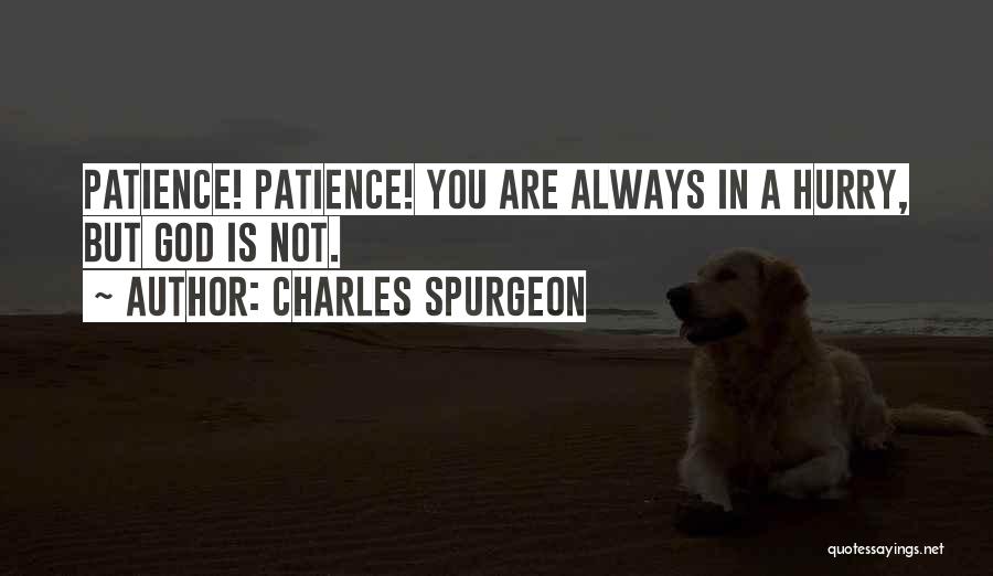 Charles Spurgeon Quotes: Patience! Patience! You Are Always In A Hurry, But God Is Not.