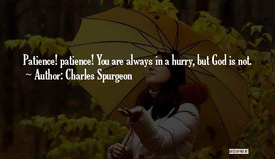 Charles Spurgeon Quotes: Patience! Patience! You Are Always In A Hurry, But God Is Not.