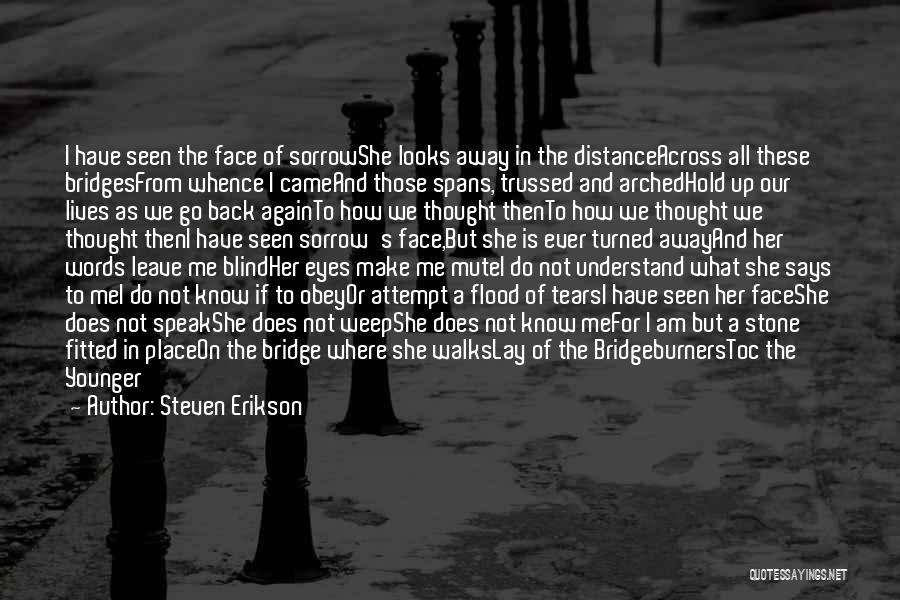 Steven Erikson Quotes: I Have Seen The Face Of Sorrowshe Looks Away In The Distanceacross All These Bridgesfrom Whence I Cameand Those Spans,