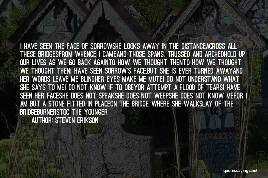 Steven Erikson Quotes: I Have Seen The Face Of Sorrowshe Looks Away In The Distanceacross All These Bridgesfrom Whence I Cameand Those Spans,