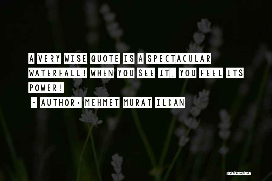 Mehmet Murat Ildan Quotes: A Very Wise Quote Is A Spectacular Waterfall! When You See It, You Feel Its Power!