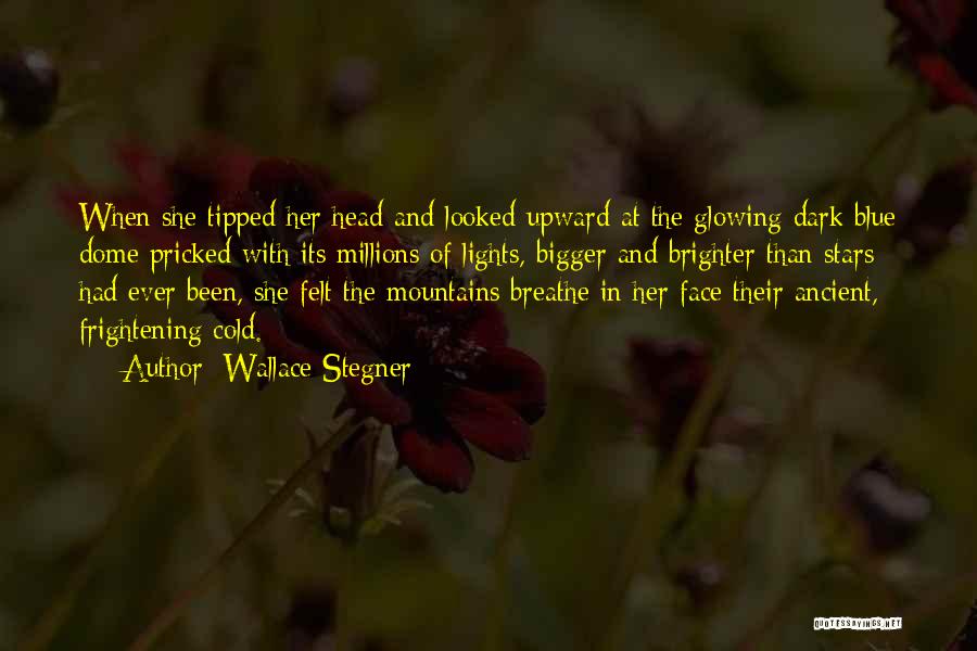 Wallace Stegner Quotes: When She Tipped Her Head And Looked Upward At The Glowing Dark Blue Dome Pricked With Its Millions Of Lights,