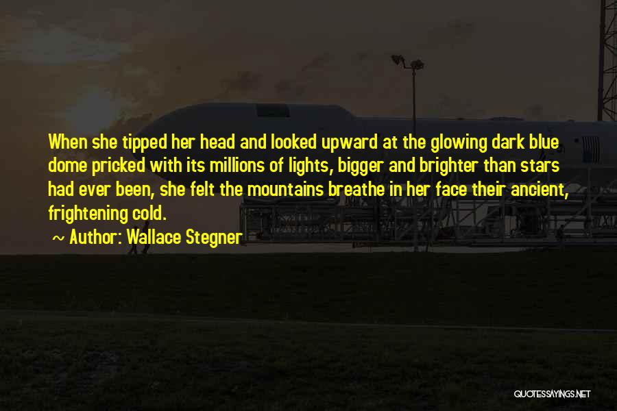 Wallace Stegner Quotes: When She Tipped Her Head And Looked Upward At The Glowing Dark Blue Dome Pricked With Its Millions Of Lights,