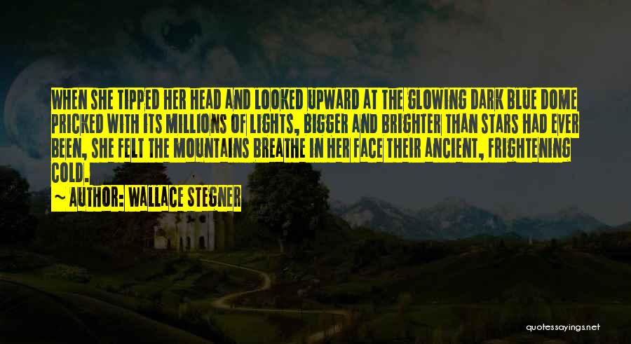 Wallace Stegner Quotes: When She Tipped Her Head And Looked Upward At The Glowing Dark Blue Dome Pricked With Its Millions Of Lights,