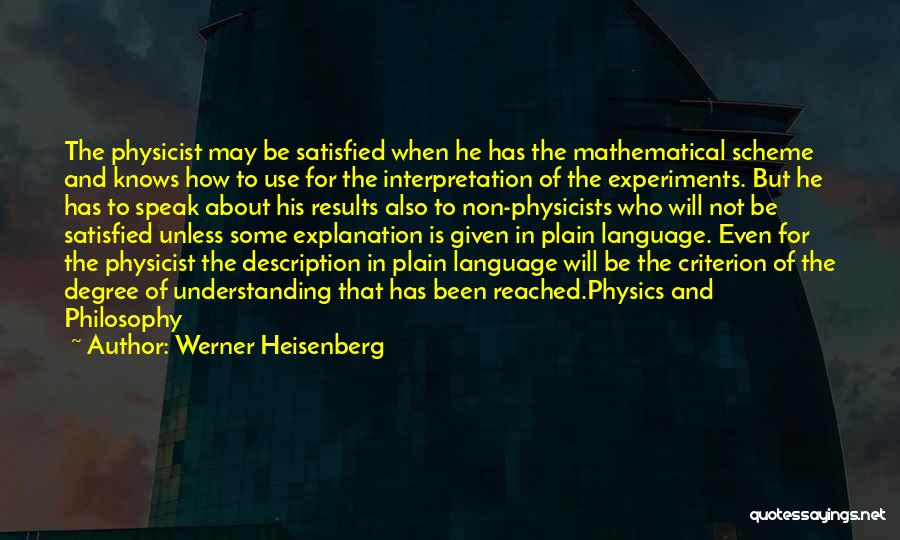 Werner Heisenberg Quotes: The Physicist May Be Satisfied When He Has The Mathematical Scheme And Knows How To Use For The Interpretation Of