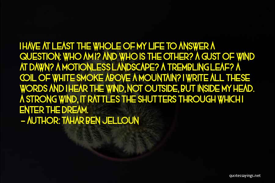 Tahar Ben Jelloun Quotes: I Have At Least The Whole Of My Life To Answer A Question: Who Am I? And Who Is The