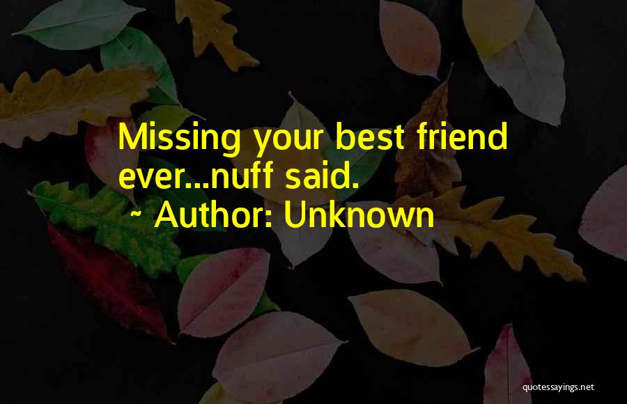 Unknown Quotes: Missing Your Best Friend Ever...nuff Said.