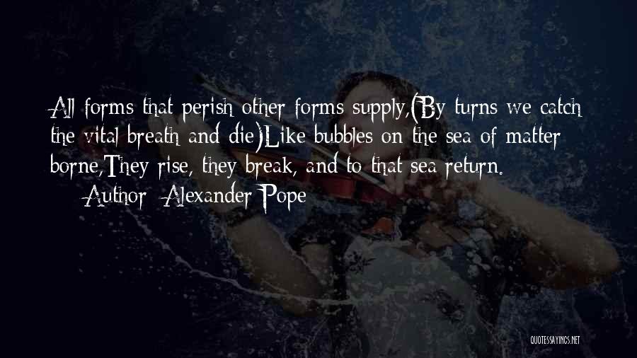 Alexander Pope Quotes: All Forms That Perish Other Forms Supply,(by Turns We Catch The Vital Breath And Die)like Bubbles On The Sea Of