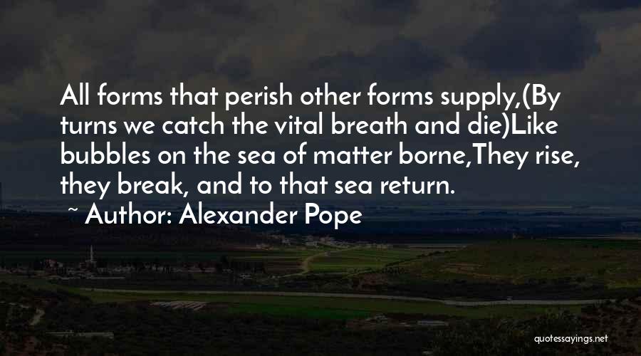 Alexander Pope Quotes: All Forms That Perish Other Forms Supply,(by Turns We Catch The Vital Breath And Die)like Bubbles On The Sea Of