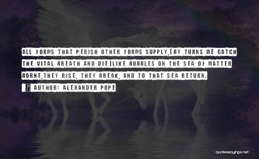 Alexander Pope Quotes: All Forms That Perish Other Forms Supply,(by Turns We Catch The Vital Breath And Die)like Bubbles On The Sea Of