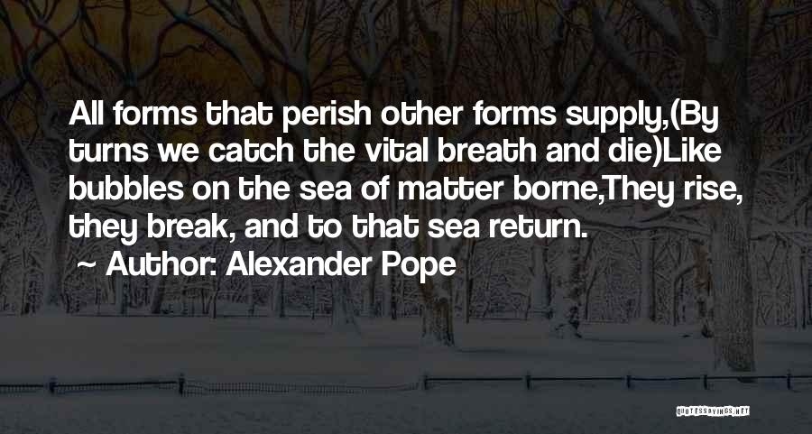 Alexander Pope Quotes: All Forms That Perish Other Forms Supply,(by Turns We Catch The Vital Breath And Die)like Bubbles On The Sea Of