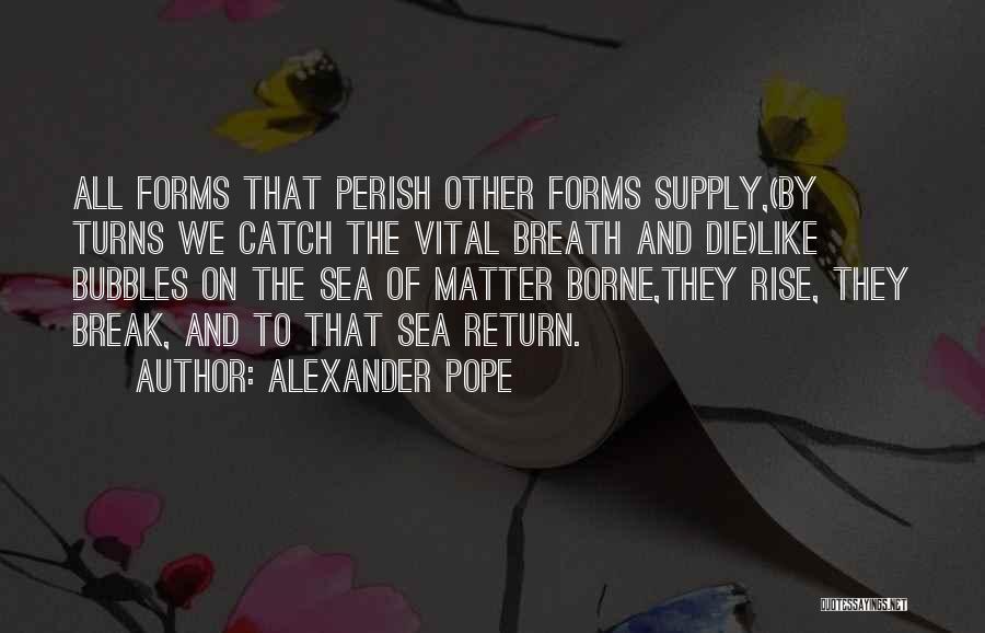 Alexander Pope Quotes: All Forms That Perish Other Forms Supply,(by Turns We Catch The Vital Breath And Die)like Bubbles On The Sea Of