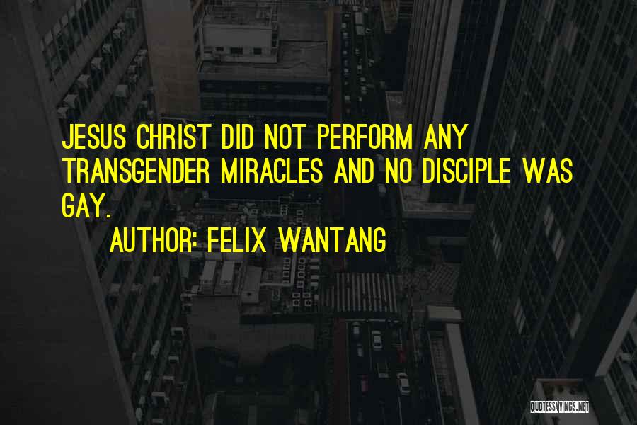 Felix Wantang Quotes: Jesus Christ Did Not Perform Any Transgender Miracles And No Disciple Was Gay.