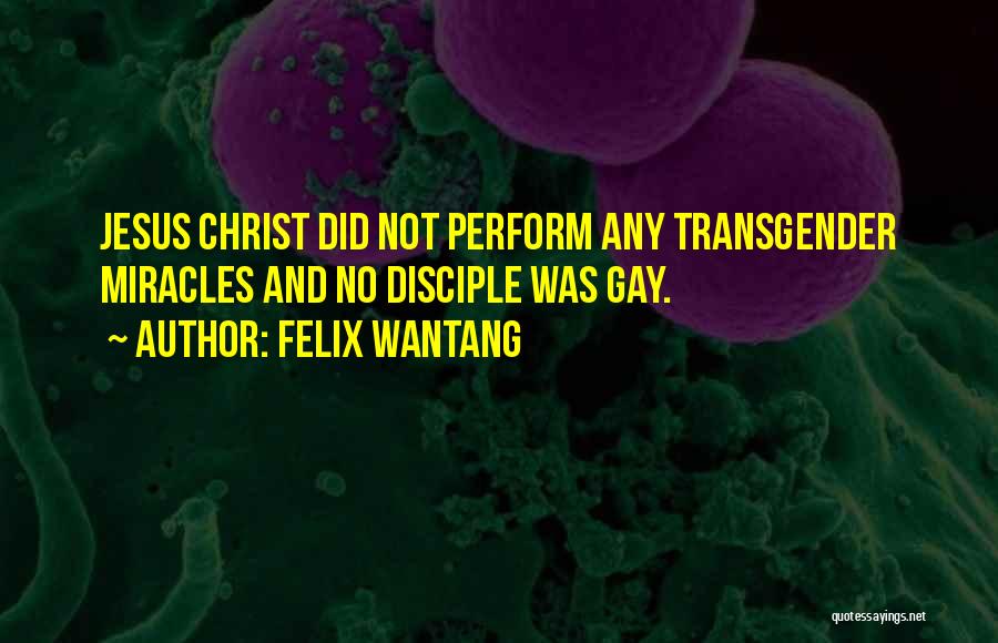 Felix Wantang Quotes: Jesus Christ Did Not Perform Any Transgender Miracles And No Disciple Was Gay.