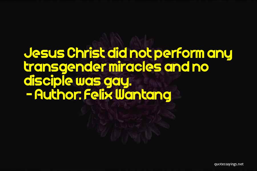 Felix Wantang Quotes: Jesus Christ Did Not Perform Any Transgender Miracles And No Disciple Was Gay.