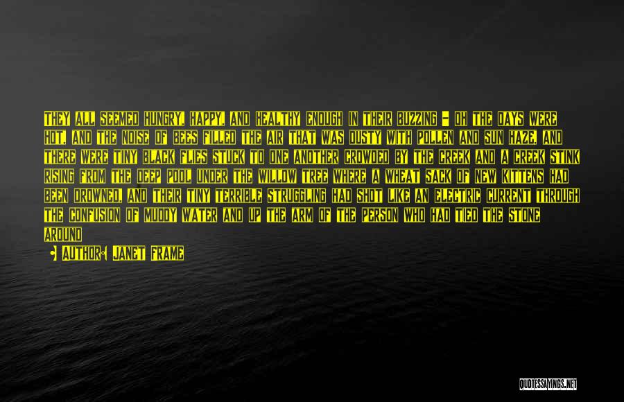 Janet Frame Quotes: They All Seemed Hungry, Happy, And Healthy Enough In Their Buzzing - Oh The Days Were Hot, And The Noise