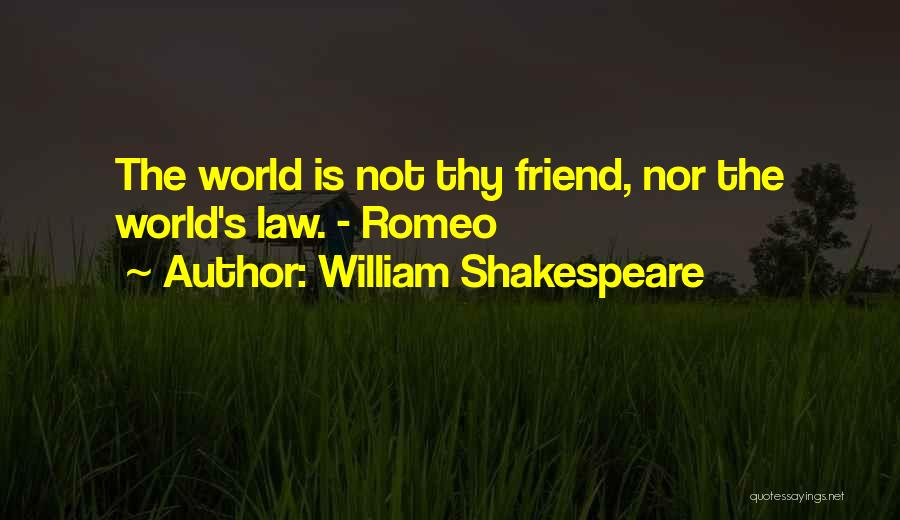 William Shakespeare Quotes: The World Is Not Thy Friend, Nor The World's Law. - Romeo