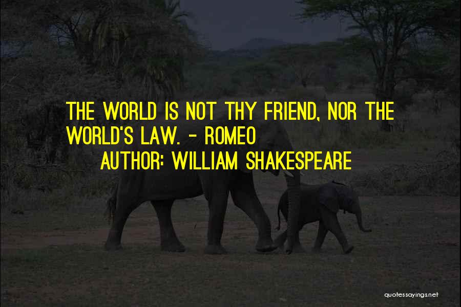 William Shakespeare Quotes: The World Is Not Thy Friend, Nor The World's Law. - Romeo