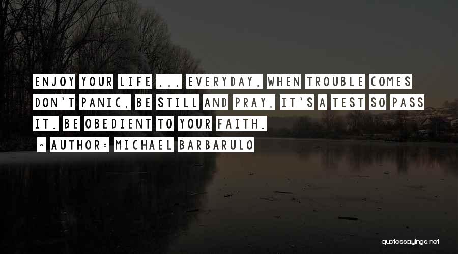 Michael Barbarulo Quotes: Enjoy Your Life ... Everyday. When Trouble Comes Don't Panic. Be Still And Pray. It's A Test So Pass It.