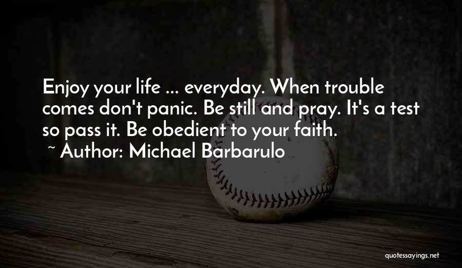 Michael Barbarulo Quotes: Enjoy Your Life ... Everyday. When Trouble Comes Don't Panic. Be Still And Pray. It's A Test So Pass It.