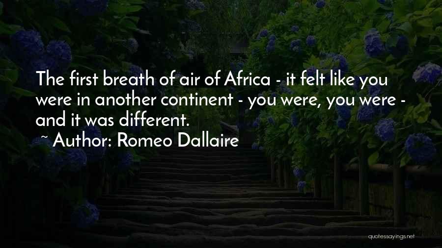 Romeo Dallaire Quotes: The First Breath Of Air Of Africa - It Felt Like You Were In Another Continent - You Were, You