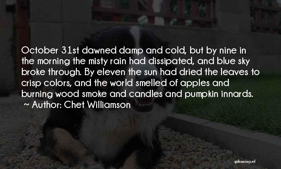 Chet Williamson Quotes: October 31st Dawned Damp And Cold, But By Nine In The Morning The Misty Rain Had Dissipated, And Blue Sky