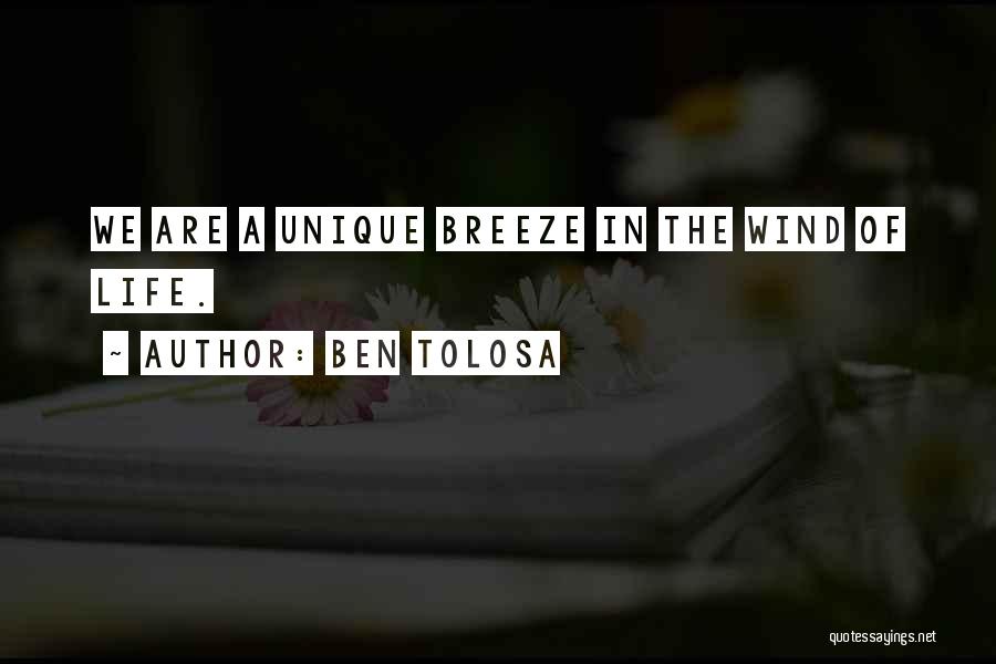 Ben Tolosa Quotes: We Are A Unique Breeze In The Wind Of Life.