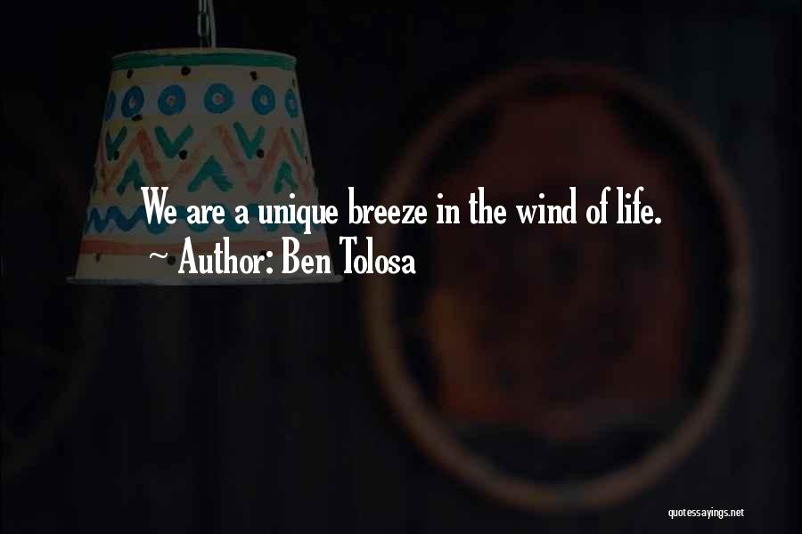 Ben Tolosa Quotes: We Are A Unique Breeze In The Wind Of Life.