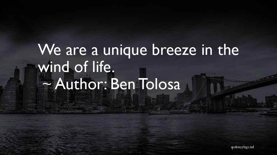 Ben Tolosa Quotes: We Are A Unique Breeze In The Wind Of Life.