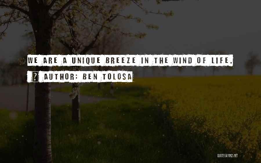 Ben Tolosa Quotes: We Are A Unique Breeze In The Wind Of Life.