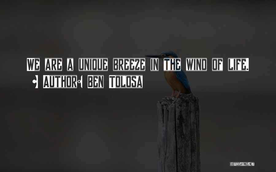 Ben Tolosa Quotes: We Are A Unique Breeze In The Wind Of Life.