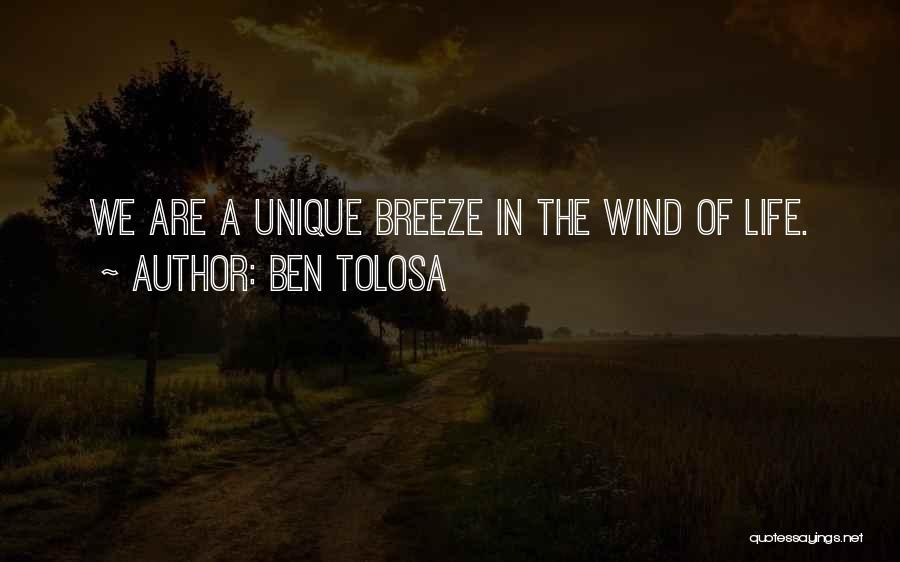 Ben Tolosa Quotes: We Are A Unique Breeze In The Wind Of Life.