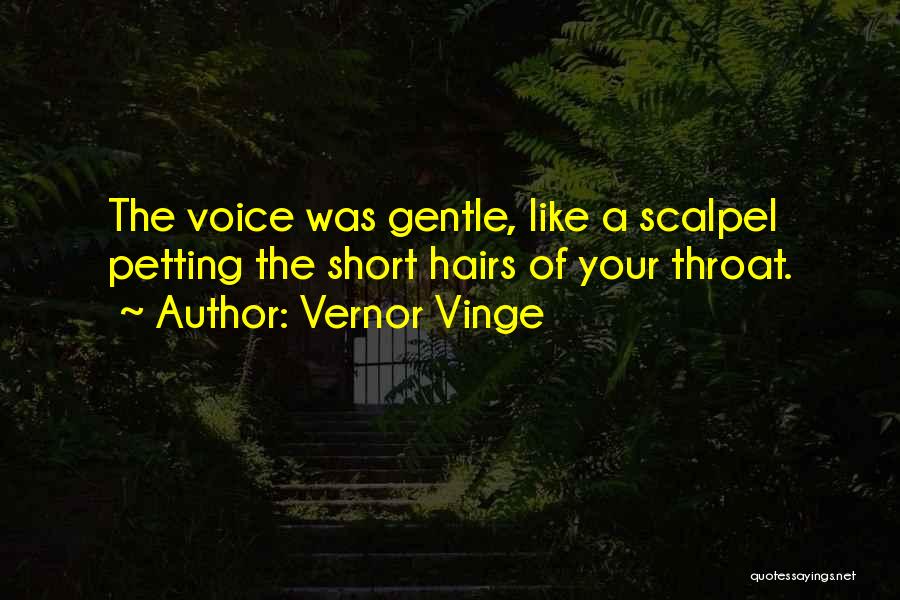 Vernor Vinge Quotes: The Voice Was Gentle, Like A Scalpel Petting The Short Hairs Of Your Throat.